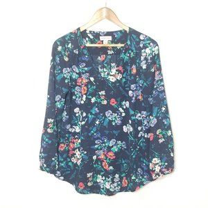 Adrienne Vittadini | Floral V-Neck Flowy Button Down Business Casual Blouse Sz S